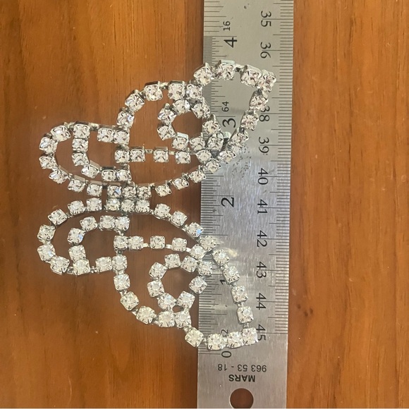 AREA Crystal Butterfly Earrings, Silver, 3”x2.75” - Picture 5 of 10